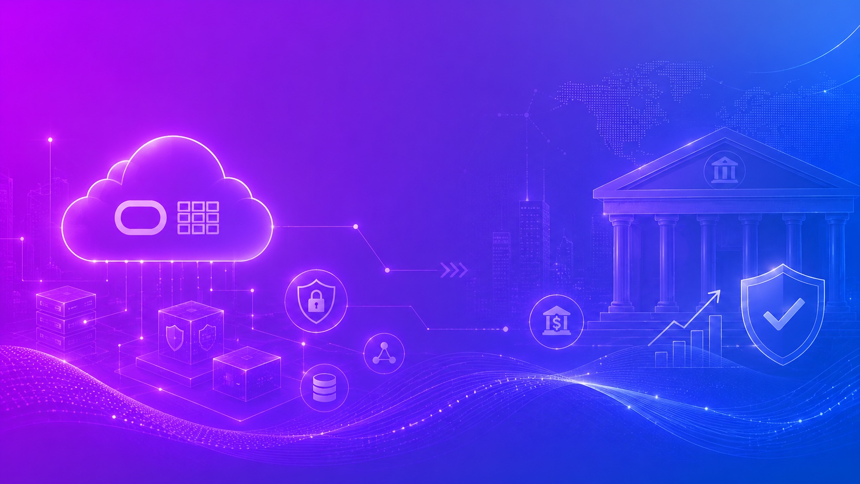 Blue-toned image of a futuristic city skyline, representing business continuity.