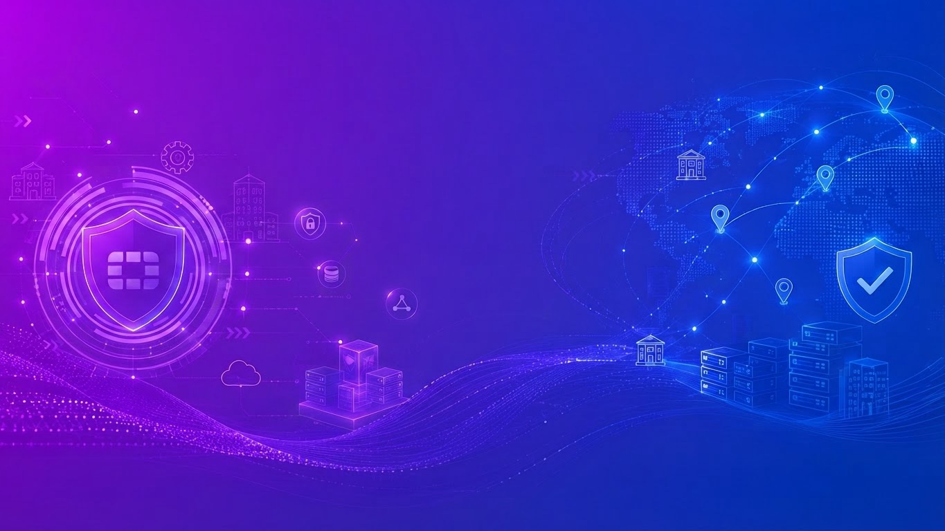 Blue-toned image of a futuristic city skyline, representing business continuity.